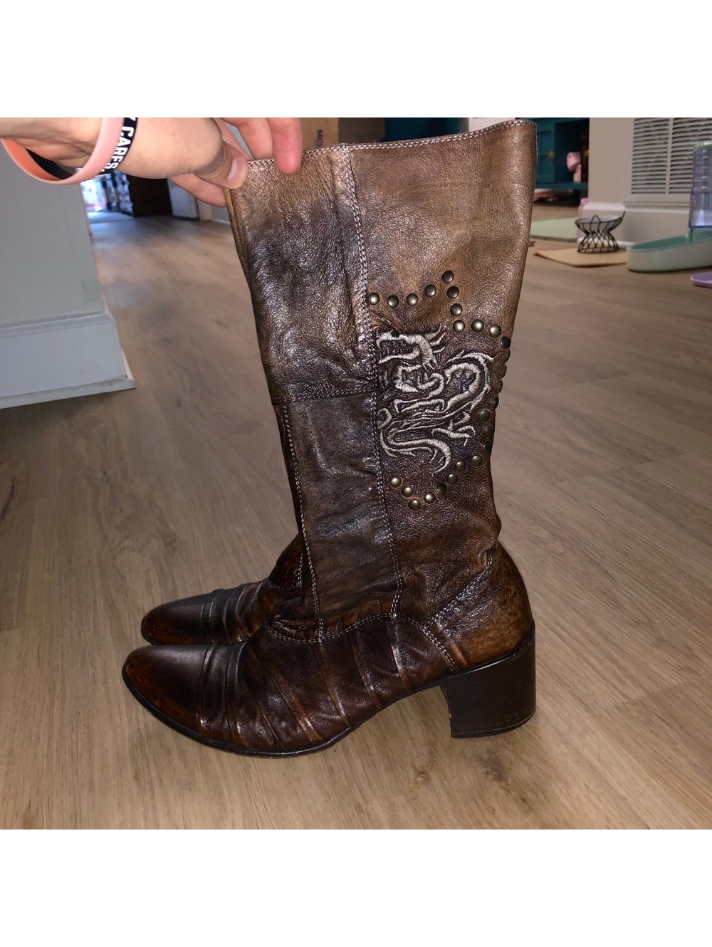 SIREN BY MARK NASON DRAGON BROWN LEATHER ZIP BOOTS ITALY VINTAGE WOMENS 39 8.5